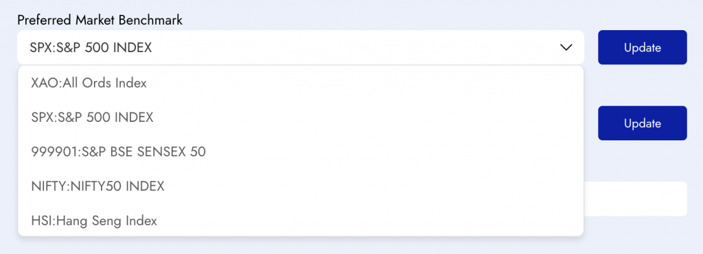 Portfolio performance software and benchmarks in Diversiview